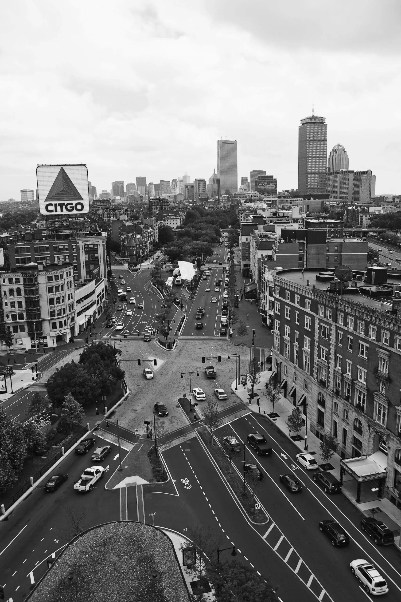 Boston's Kenmore Square, where police and baseball fans clashed following the Red Sox's American League Championship Series victory over the New York Yankees in 2004.