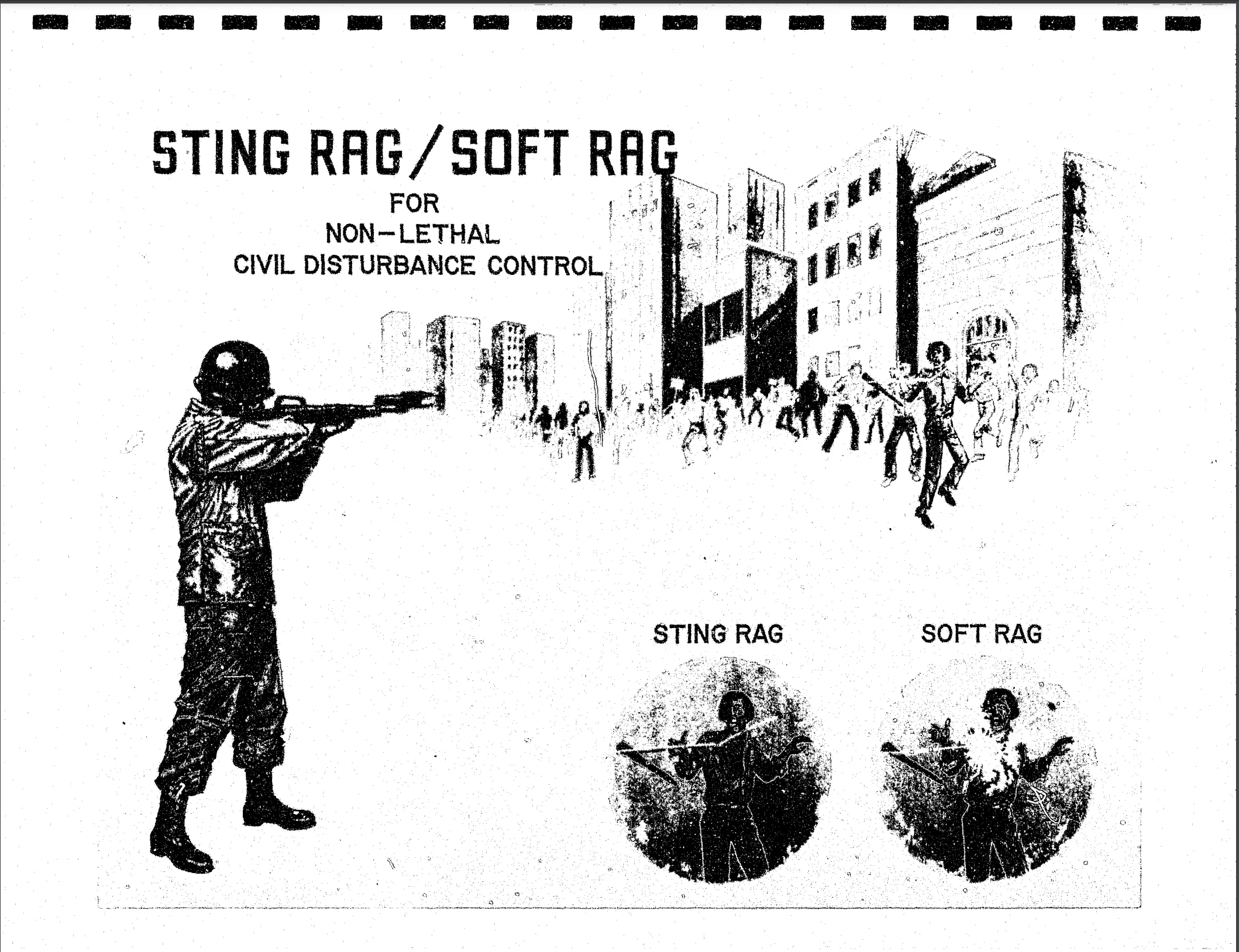 A page from the 1976 U.S. Army report titled "Riot Control Without Bloodshed."